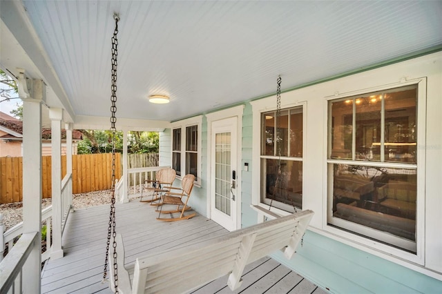 deck featuring covered porch