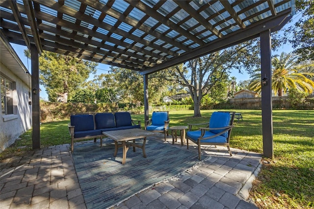 view of patio featuring an outdoor hangout area