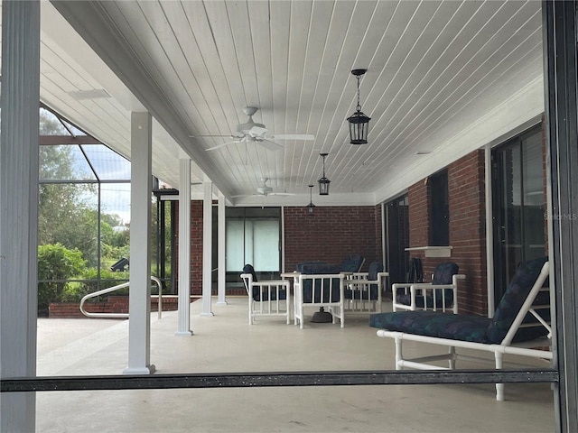 view of patio with ceiling fan