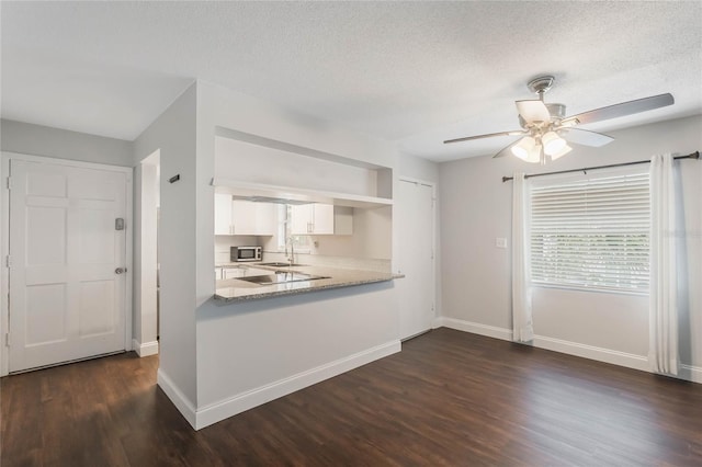 kitchen with white cabinetry, dark hardwood / wood-style flooring, and a wealth of natural light