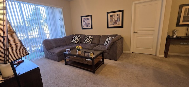 living room with light carpet