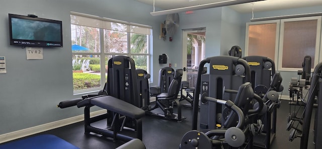 exercise room with plenty of natural light