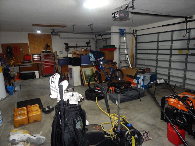 garage with a garage door opener