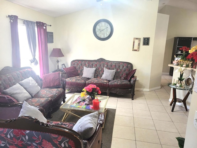 view of tiled living room