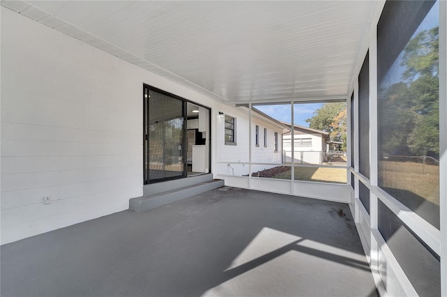 view of unfurnished sunroom