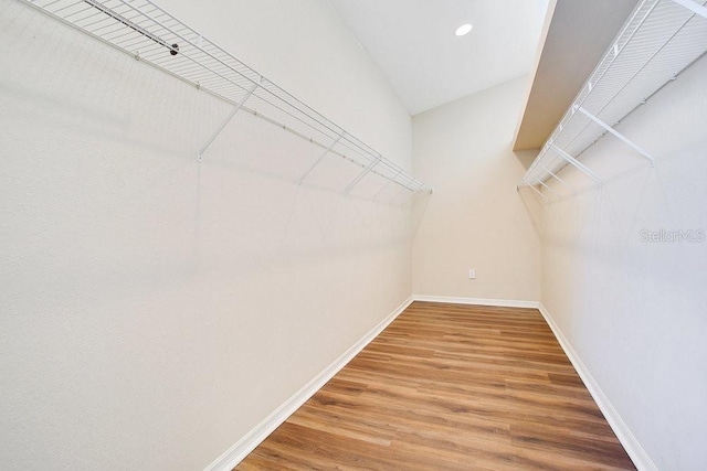 walk in closet featuring wood-type flooring