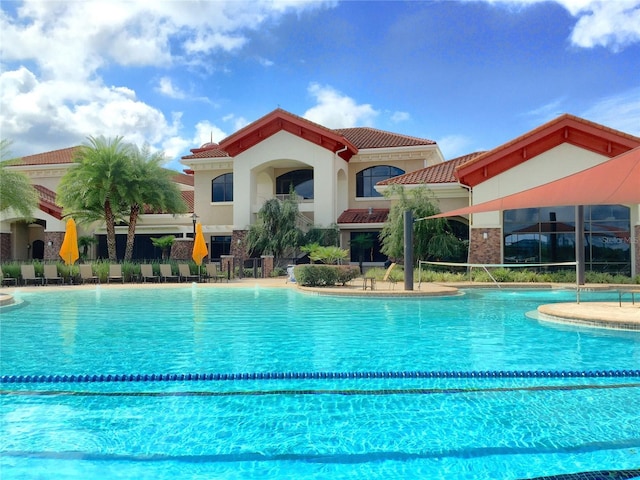 pool featuring a patio area