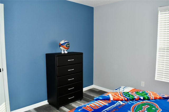 bedroom featuring dark wood-type flooring