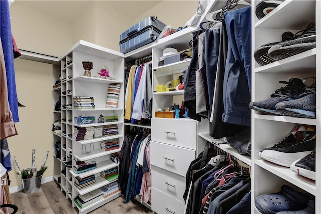 walk in closet featuring light hardwood / wood-style floors