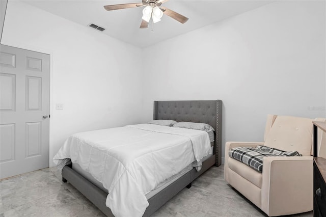 bedroom featuring ceiling fan
