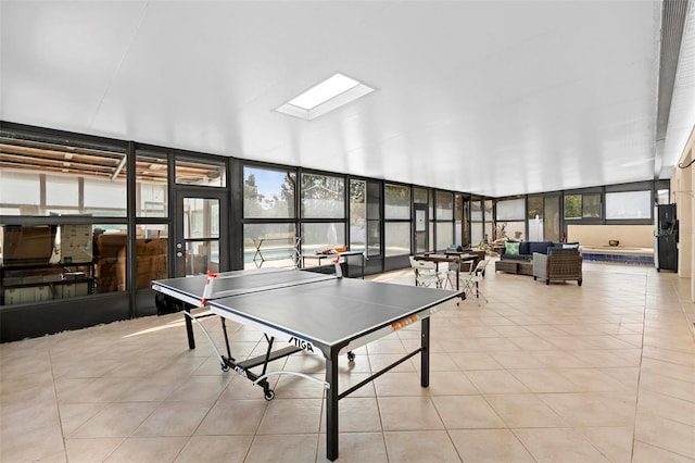 game room with light tile patterned floors