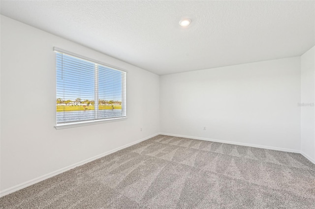 spare room with a textured ceiling and carpet floors