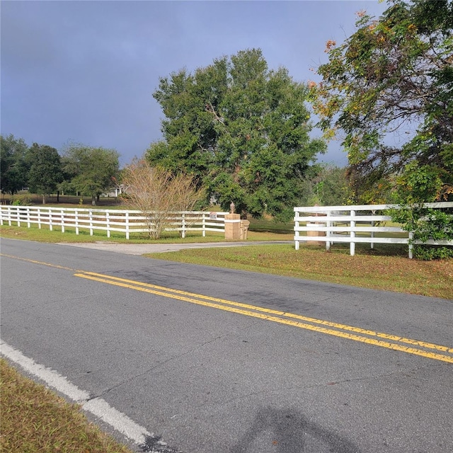 view of road with a rural view