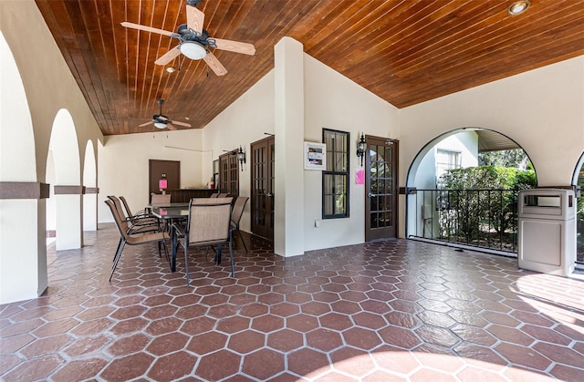 view of patio / terrace with french doors and ceiling fan