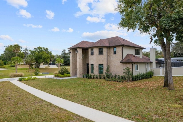 view of front facade featuring a front yard