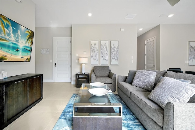 view of tiled living room