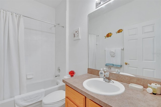 full bathroom featuring vanity, toilet, and shower / bath combo