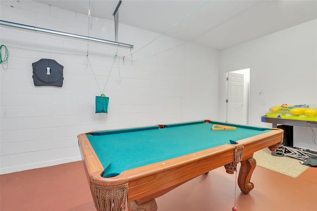 playroom featuring concrete floors and pool table