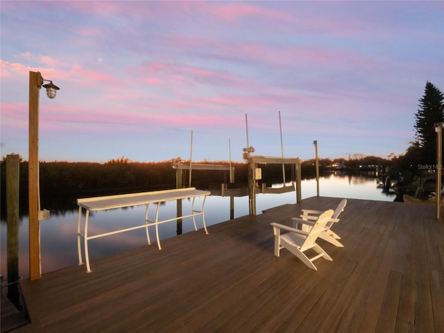 view of dock featuring a water view