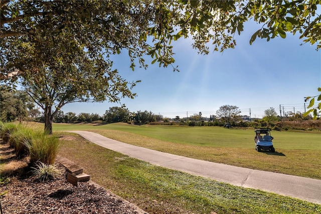 view of home's community with a lawn