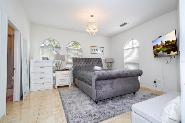 11410 Rapallo Ln, Windermere, FL 34786 - bedroom featuring multiple windows, a chandelier, and light tile patterned floors