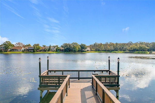 view of dock featuring a water view