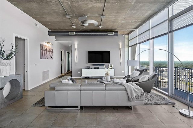 living room featuring expansive windows