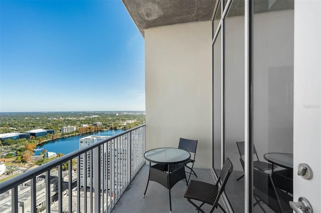 balcony with a water view