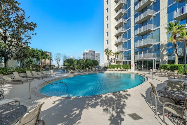 view of pool with a patio