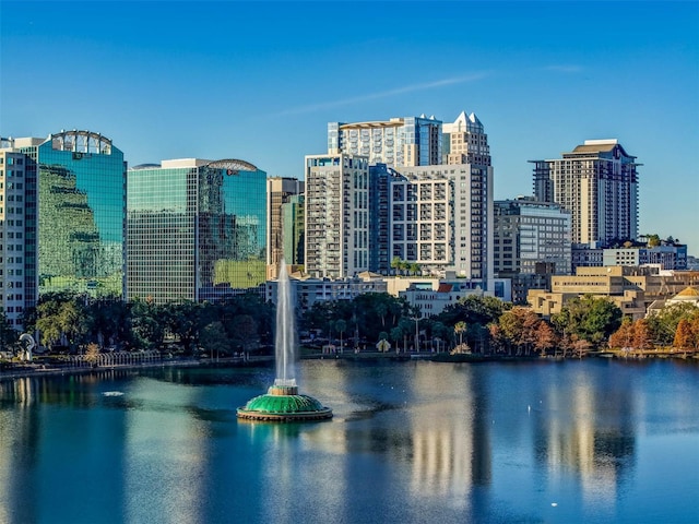 city view with a water view