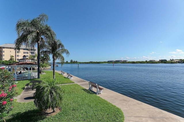 water view featuring a gazebo