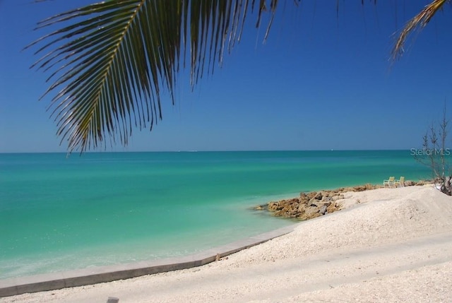 view of water feature featuring a beach view