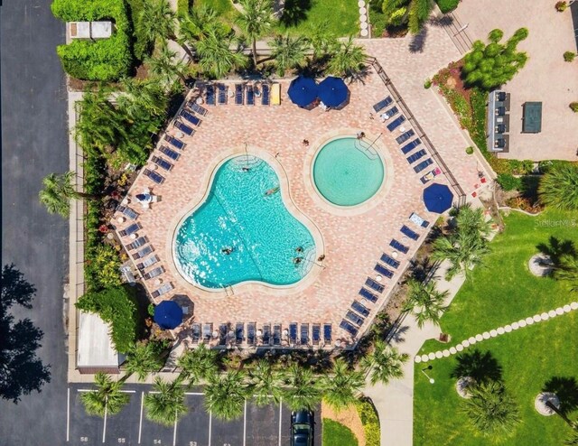 5855 Midnight Pass Rd Unit 108, Sarasota, FL 34242 - bird's eye view of a pool area