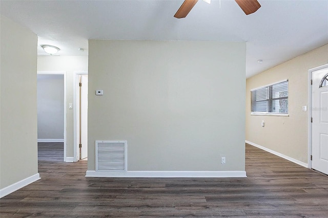 empty room featuring dark hardwood / wood-style floors