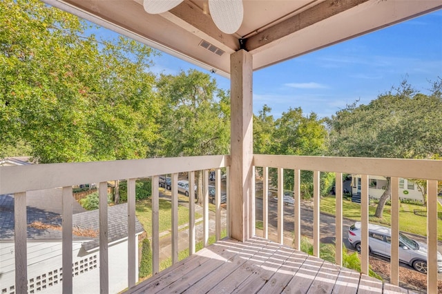 deck featuring ceiling fan