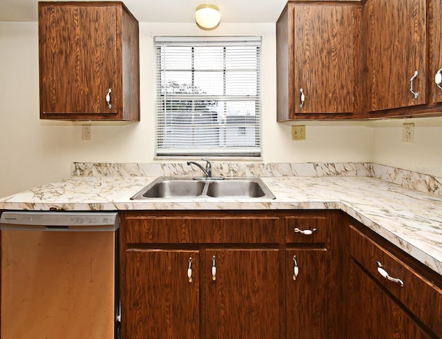 kitchen with stainless steel dishwasher and sink