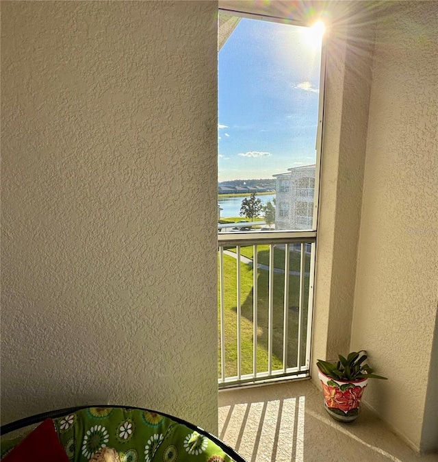 balcony with a water view