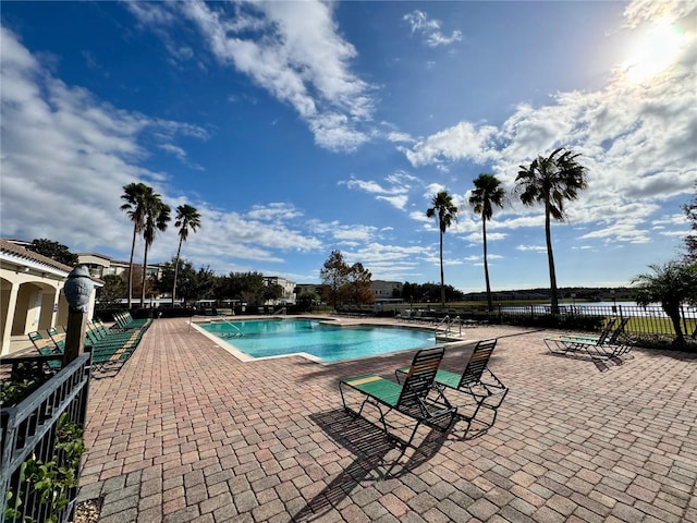 view of pool featuring a patio