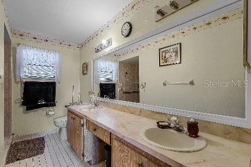 bathroom featuring vanity and toilet