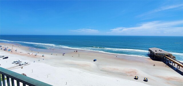 property view of water featuring a beach view