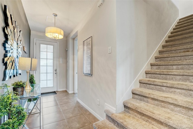 view of tiled entrance foyer