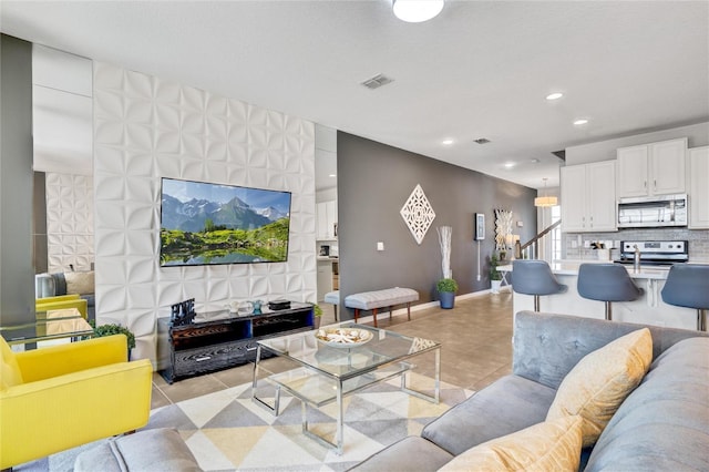 view of tiled living room