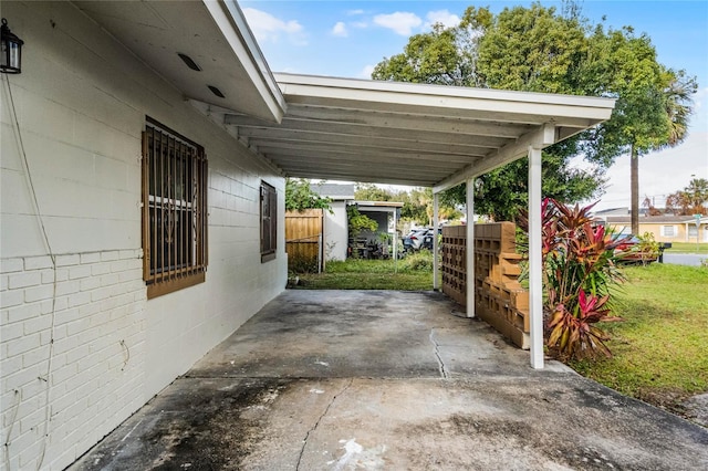 view of patio with a carport