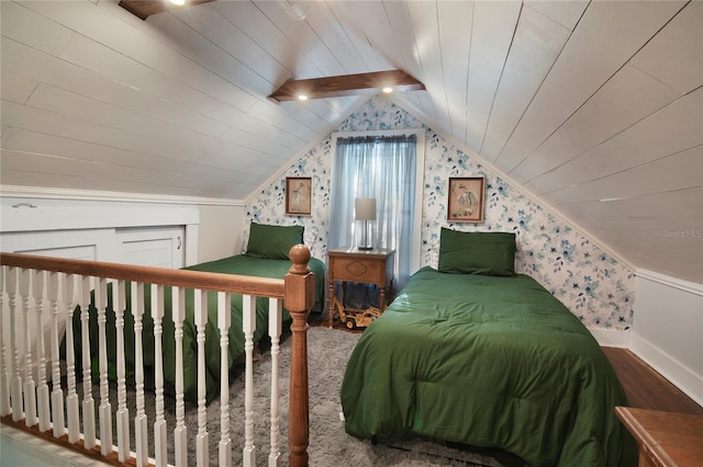 bedroom featuring vaulted ceiling and hardwood / wood-style floors