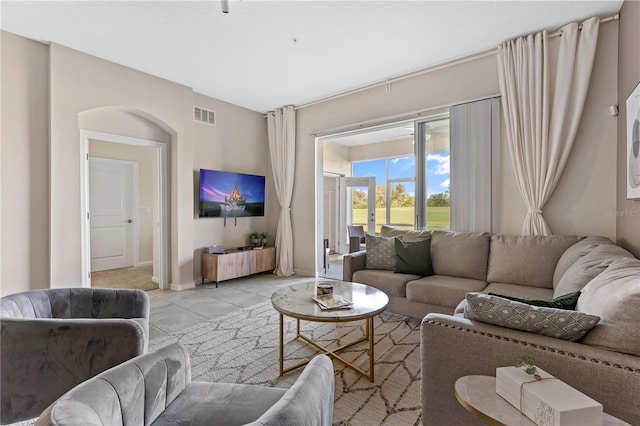 view of tiled living room