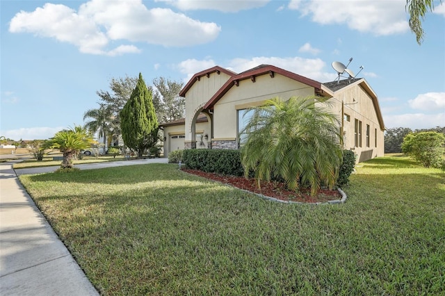 view of home's exterior featuring a yard