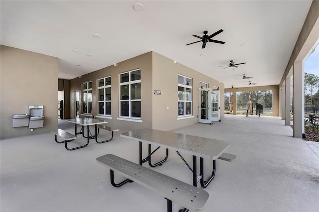 view of patio with ceiling fan