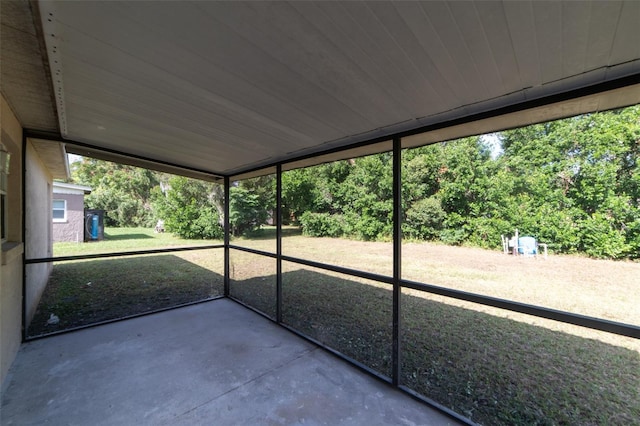 view of unfurnished sunroom