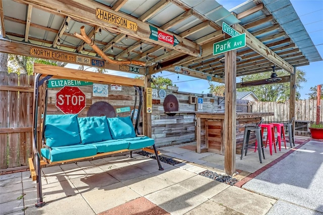 view of patio / terrace with exterior kitchen and exterior bar