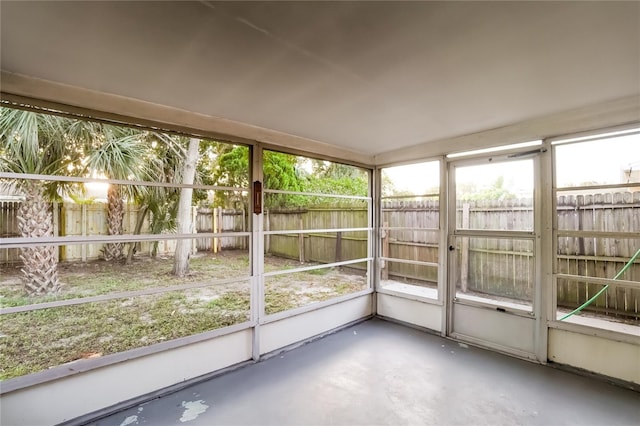 view of unfurnished sunroom